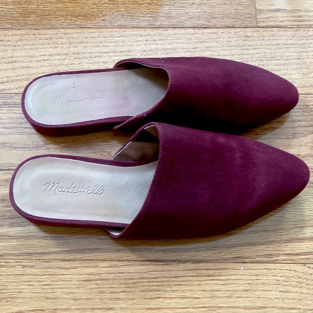 Lightly worn burgundy suede flats from Madewell